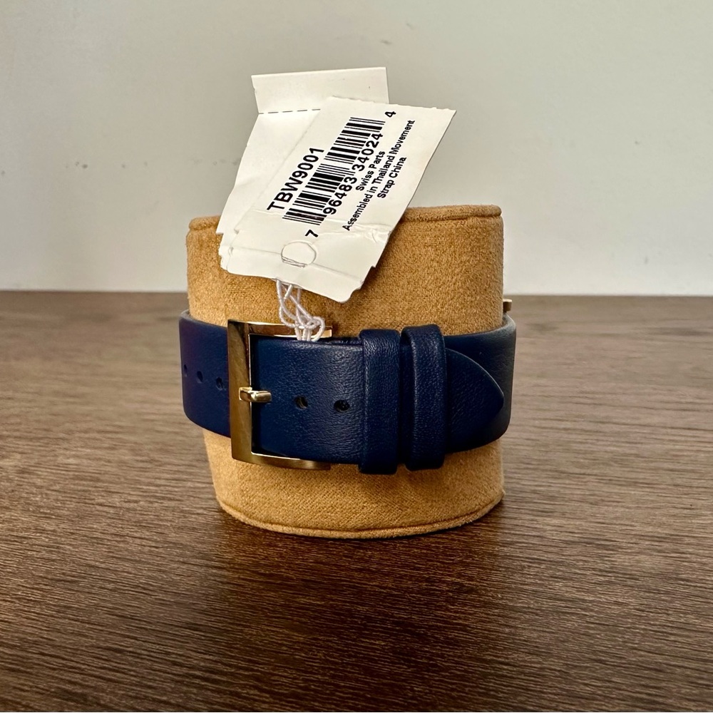 New Tory Burch Women's Classic T Navy Leather Strap Watch 36mm - Picture 7 of 12